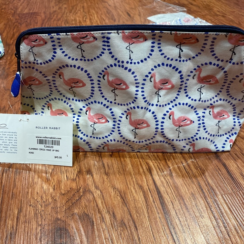 Roller rabbit flamingo make up case